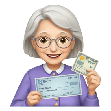 сгенерируй пожилая женщина получает пенсию sticker