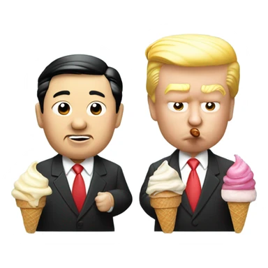 Xi Jin ping eating ice cream with Donald trump sticker