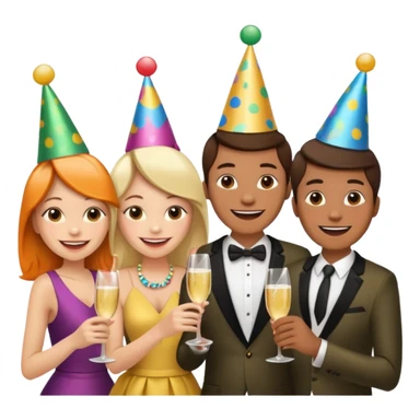 family of 5 members excited sticker