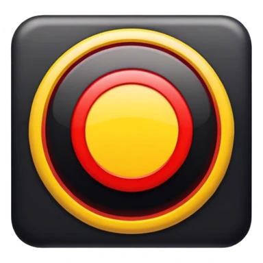 a black and red rectangle with a medium-sized yellow circle in the middle sticker