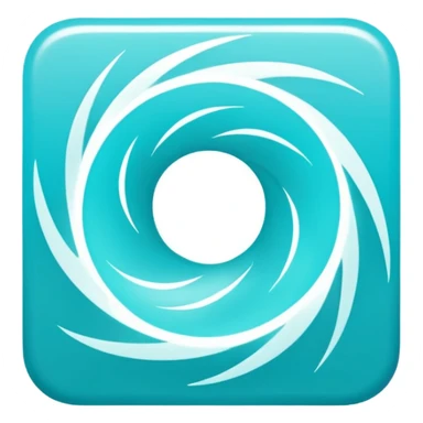 a Tiny compressed Stylized light-turquoise whirlwind wind symbol inside a gradient white square icon, light turquoise borders sticker