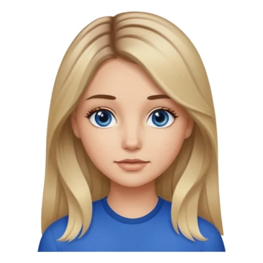 white girl long light brunette / blonder hair girl with darker roots in her hair middle part and dark blue eyes that's not really tan but not pale sticker
