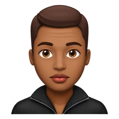 brown-skin man wearing makeup and a glossy lips sticker