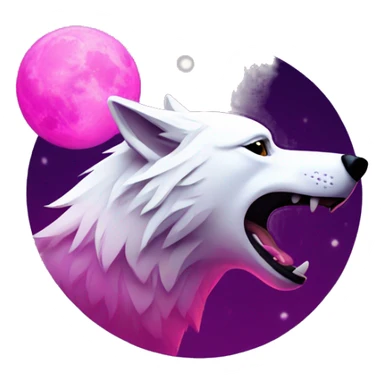 white wolf howling at the magenta moon sticker