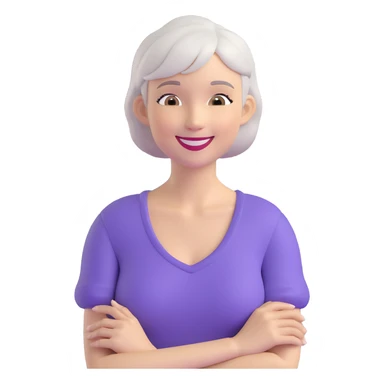 emoji of a slim woman with very short gray-blond hair, smiling sticker