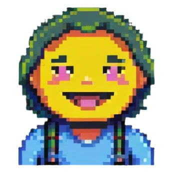 pixel art man with a happy expression sticker