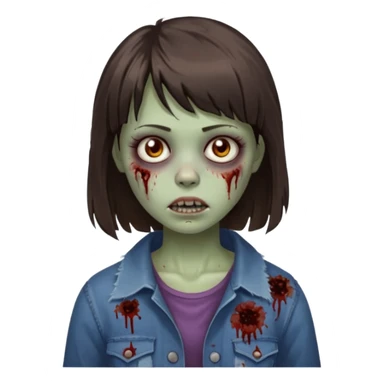 branca, olhos hazel, franjnha, pequenas sardas, cabelo castanho escuro, zoombie sticker