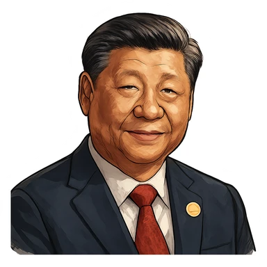 Си Цзиньпин в слегка рисованном, но при это объемный стиле, прозрачный фон sticker