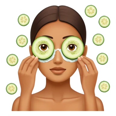 Spa day facial with cucumber slices over eyes sticker