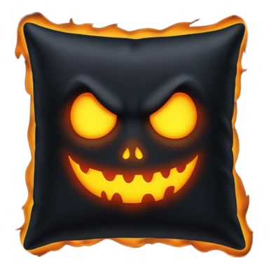 a black  pillow with dark aura coming out of it with a scary face  sticker