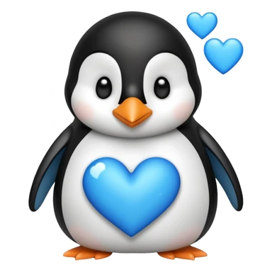 loving penguin whit blue hearts sticker