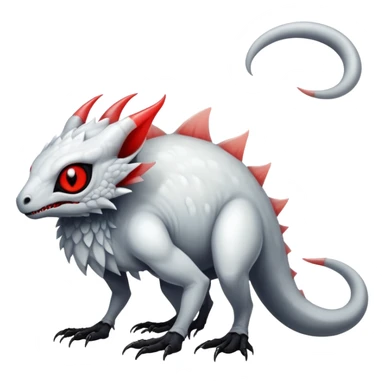 a translucent white with black belly and red eyes exotic edgy vernid-fionbri-creature full body sticker