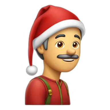 Hombre con gorro de papá Noel haciendo flexiones sticker