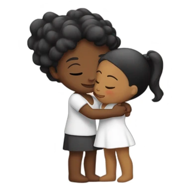 abrazo entre chica negra y blanco calvo sticker