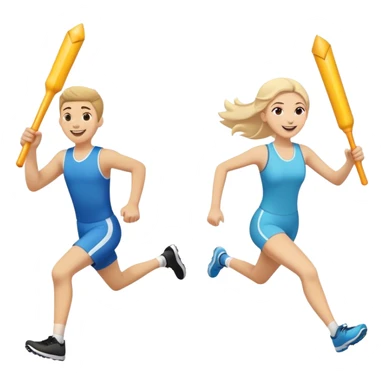 No that looks like a sword fight.  Make two people in a relay race with one large bright baton passing it from one person to the next while running and smiling.  sticker