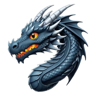 iOS emoji, minimal dragon symbol, dark fantasy, line icon sticker