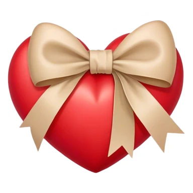 red heart with beige bow sticker