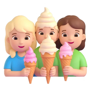 happy children with melting ice cream cones sticker