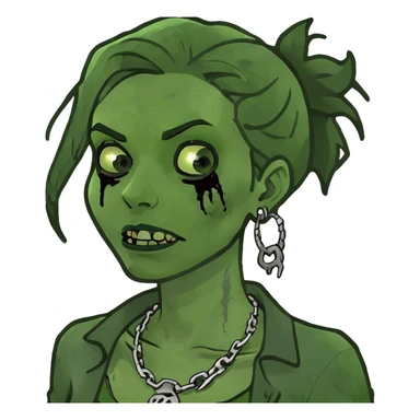 girl zombie with black hair sticker