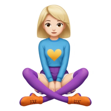 Cute girl thigh high socks sitting legs out, colorful clothes sticker