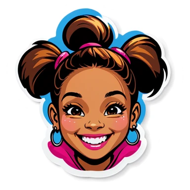 smiling girl with hoop earrings sticker