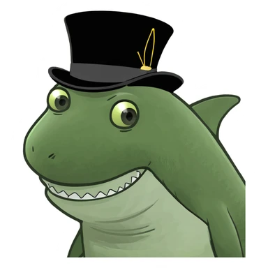 Shark with a top hat sticker