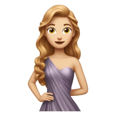 hazelnut-haired girl in a long glamour dress sticker