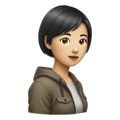 Asian girl with short hair sticker