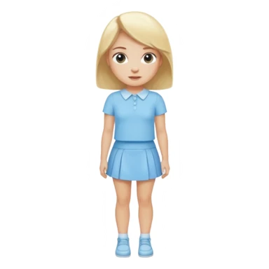 blonde woman wearing a baby blue mini skirt and a baby blue shirt sticker