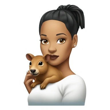 Rihanna holding a capybara sticker
