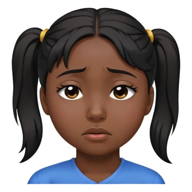 black dark girl with black hair and a ponytail super sad crying eyes closed sticker
