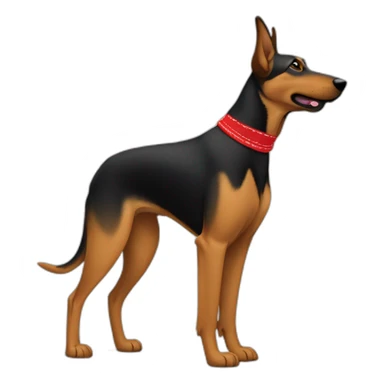 75% Coonhound 25% German Shepherd mix dog wearing small plain red bandana side view full body in profile left facing sticker