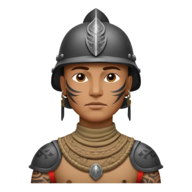 tatooed soldier on neck and face, tribal ancient sticker