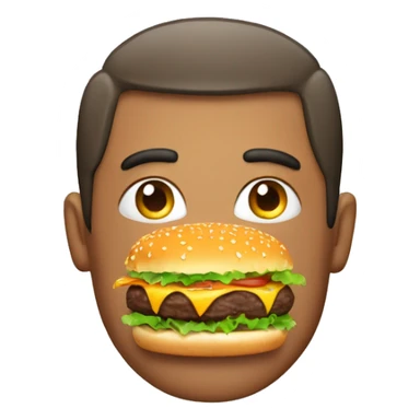 Burger with man’s face on  sticker