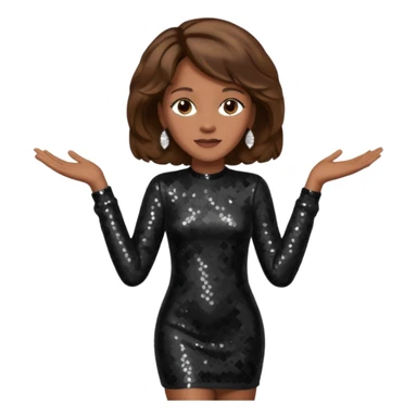 Whitney Houston with brown hair, black sequin long sleeve dress sticker