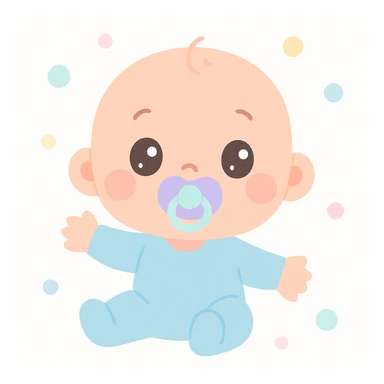 bald baby with a pacifier in mouth sticker