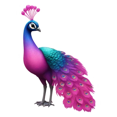 Pink ombre peacock standing with glitter sticker