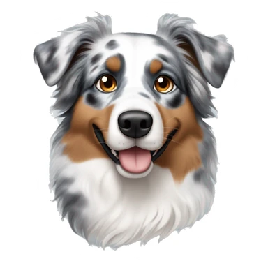 australian shepard dog blue merle with one blue and and one brown eye with gray fur around his eyes and brown till the fur around his nose which is white sticker