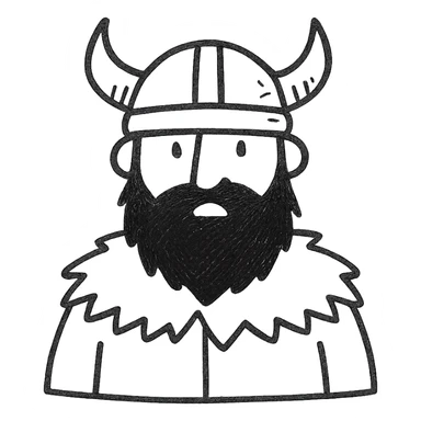 viking with black beard and fur coat icon sticker