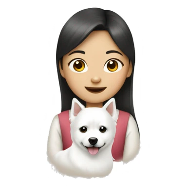 asian girl with Japanese spitz dog sticker