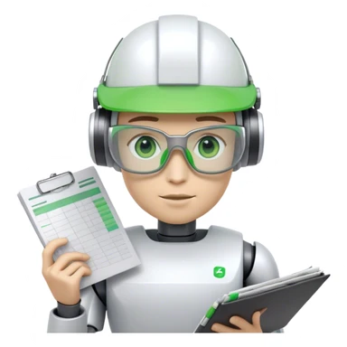 human like robot accountant with Green eyeshades visor holding spreadsheets sticker