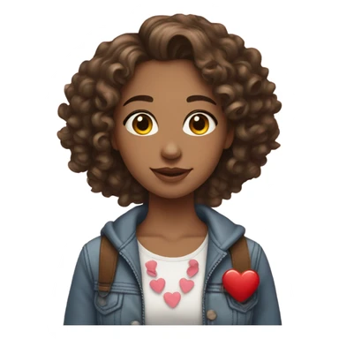 Curly hair brunette valentines  sticker