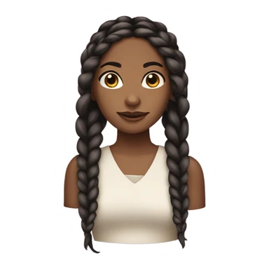 brown skin girl, with black hair, brown eyes, black knotless braids,  sticker