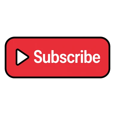Make the button a vivid YouTube red, keep the white play icon and 'Subscribe' label, minimalist, flat, no gradients, with no background. sticker