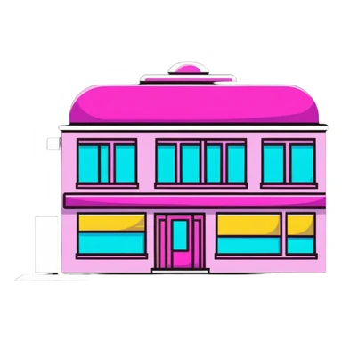 magnifying glass over a beauty salon building sticker