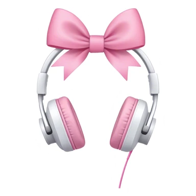 White aesthetic headphones with pink bow sticker