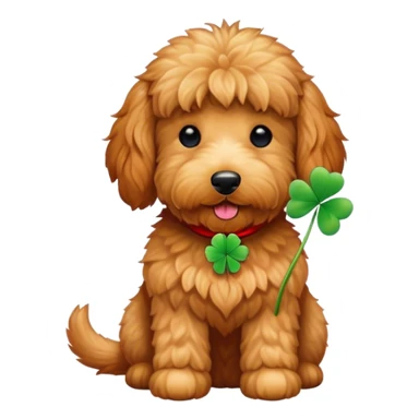 Red golden doodle with clover sticker