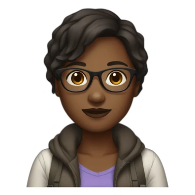 Dark skin girl with short dark brown hair and glasses  sticker