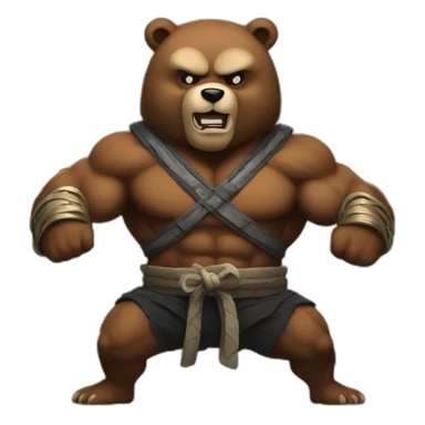 muscle ninja bear sticker