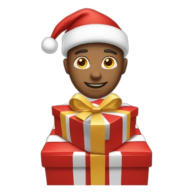 white man giving gifts wearing santa hat sticker
